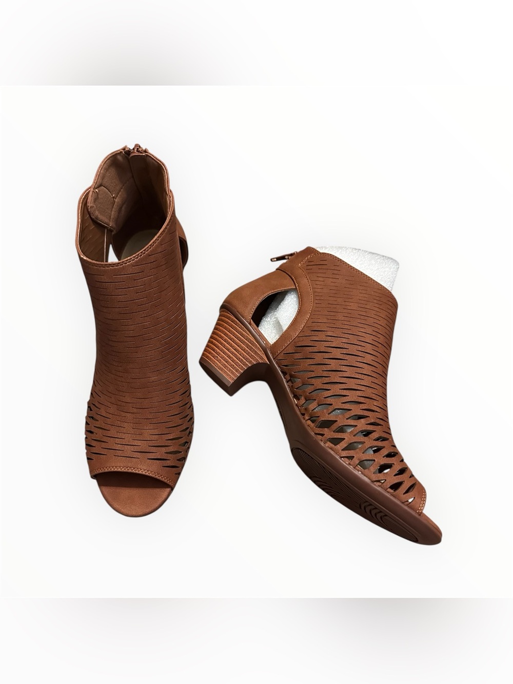 Easy Street Open-Toe Block Heel Booties NIB